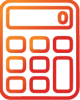 An icon of a calculator with an orange to red gradient